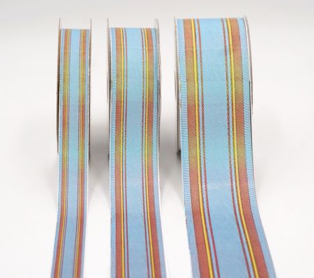 Світло-блакитна, коричнева та жовта тонка смужка тканинної стрічки_AI